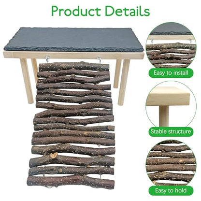 BNOSDM Bearded Dragon Basking Rock Platform with Climbing Ramp Reptiles Hideout Hide Cave Reptile Tank Accessories Suit for Tortoise, Lizard, Toad, Gecko (Large)