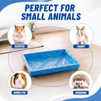 Tondiamo 150 Pcs Cage Liners for Small Animals Disposable Hamster Tray Clear Box Leak Proof Guinea Pig Cage Liner Bag Litter Toilet Film for Rabbit Bunny Hamster Hedgehog (Small) - size: Small