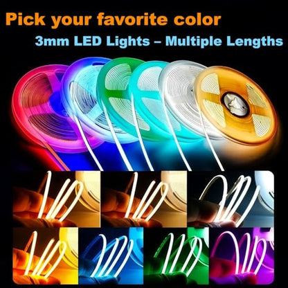 Ultra-Narrow 3mm USB COB LED Strip Self-Adhesive Cabinet Desk Bedroom Light (Yellow, 5ft) - color: Yellow, size: 5ft