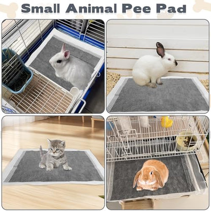 kathson 100PCS Rabbit Pee Pads 18×13in Disposable Guinea Pig Cage Liners Super Absorbent Black Carbon Odor-Control Bunny Training Pad with Quick-Dry Surface for Bunny Kitten Hedgehog Small Animals - size: Gray, 100Pcs