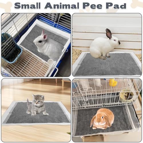 kathson 100PCS Rabbit Pee Pads 18×13in Disposable Guinea Pig Cage Liners Super Absorbent Black Carbon Odor-Control Bunny Training Pad with Quick-Dry Surface for Bunny Kitten Hedgehog Small Animals - size: Gray, 100Pcs