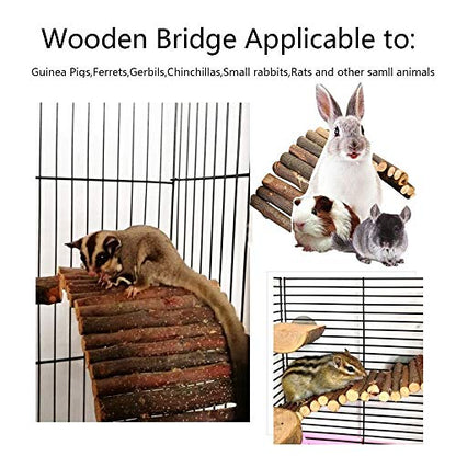 PINVNBY Guinea Pig Wooden Ladder Bridge (20 x 11.8 in) Rabbits Hideout, House, Tunnel, Rodents Chew Toys for Bunny, Chinchillas, Hedgehogs, Ferrets, Rat and Small Animals-Extra Large - size: 1 PCS, L ( 20 X 11.8 inches )