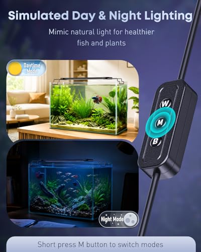Pawfly 33W Aquarium LED Light for 48 to 54 Inch Fish Tanks Extendable Fish Tank Light with Full Spectrum Brilliant White Blue Red Lights with Daytime & Night Modes and Adjustable Brightness - color: Basic, size: 48"-54"