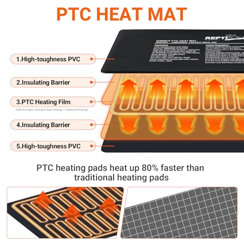 REPTI ZOO Reptile Heating Hammock, Reptile Hammock and Reptile Heating Pad with Dimming Temprature Controller 2-in-1 for Chameleon, Lizard, Gecko, Iguana