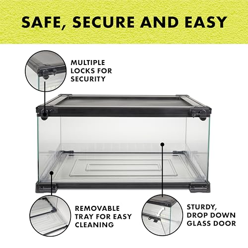 Zilla QuickBuild Reptile 10 Gallon Glass Terrarium Habitat with Bedding Tray For Geckos, Snakes, Lizards, Frogs, Turtles, and Tortoises, 20" x 12" x 10" - size: 20x12x10