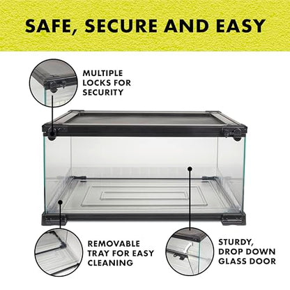 Zilla QuickBuild Reptile 10 Gallon Glass Terrarium Habitat with Bedding Tray For Geckos, Snakes, Lizards, Frogs, Turtles, and Tortoises, 20" x 12" x 10" - size: 20x12x10