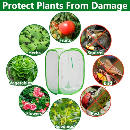 16" x 16" x 24" Pop Up Garden Mesh Plant Cover, Plant Protectors Mesh Plant Enclosure, Garden Net Cage Pest Protection Guard Tent with Storage Bag for Protect Plant Vegetable Fruit from Birds Insects - color: 16 X 16 X 24 Inch