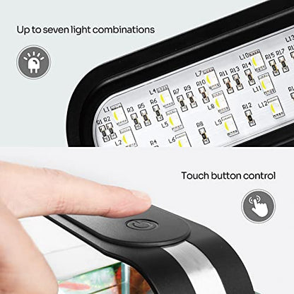 REPTI ZOO 5W Reptile Terrarium Light Fixture, Day and Night LED Clip Light for Reptile Tank, Full Spectrum White Bule Red Lights, 7 Light Modes Clamp Lamp