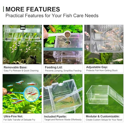 Triple-Chamber Aquarium Fish Breeder & Isolation Box, Transparent Hatching Incubator Tank with Suction Cups & Hook, Nursery for Livebearer Guppy Fry Breeding and Betta Fish, Shrimp Quarantine - size: Triple-Chamber (10.23*3.62*4.33 IN)