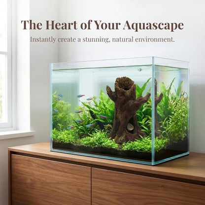 DECHOUS Aquarium Decor Resin Hollow Tree Trunk, Fish Tank Hideout Cave Simulation Driftwood Root Terrarium Accessories for Betta Fish, Shrimps, Reptiles Amphibians