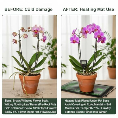 2 Pack Seedling Heat Mat with Thermostat Controller & Timer for Plants Seed Starting, Temp-Adjustable Waterproof 10"x 20" Warming Mat for Seed Germination, Indoor Growing, Hydroponic, Greenhouse - size: 10×20"-2P--Adjustable