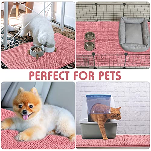 Amylove 4 Pcs Guinea Pig Cage Liner 12 x 12 Inch Washable Chenille Pee Pads Pet Dog Cat Bedding Training Mat Reusable for Small Animals Puppy Bunny Hamster Chinchilla - color: Pink, size: 12 x 12 Inch, style: Low Pile Chenille