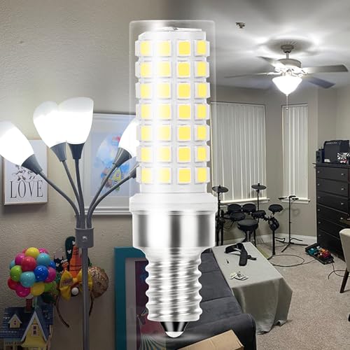 E12 Candelabra LED Light Bulbs 60w Equivalent Daylight White 6000K, AC120V 6W E12 Small Base Chandelier Bulbs 600LM, C7 T6 E12 LED Bulb for Ceiling Fan Pendant Candle Lamp, Non-Dimmable, 2 Pack - color: 6000k Daylight White, size: E12