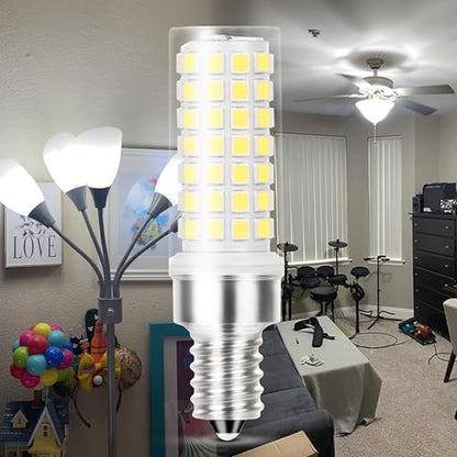 E12 Candelabra LED Light Bulbs 60w Equivalent Daylight White 6000K, AC120V 6W E12 Small Base Chandelier Bulbs 600LM, C7 T6 E12 LED Bulb for Ceiling Fan Pendant Candle Lamp, Non-Dimmable, 2 Pack - color: 6000k Daylight White, size: E12