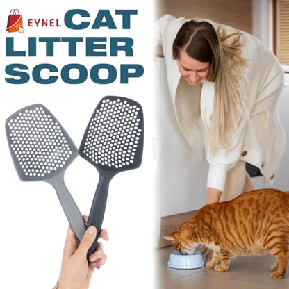 Set of 2 Cat Litter Scoop with Small Holes for Fine Litter, Hanging Handle Deep Reptile Terrarium Sand Sifter, Poop Scooper Rabbit Pooper Lifter Kitten Sifting Shovel (Black, Set of 2) - color: Black, size: Set of 2