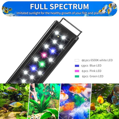 AQUANEAT LED Aquarium Light 48 to 54 Inch with Timer, auto on Off, Adjustable Brightness, Full Spectrum, Daylight Moonlight Mode, for Fresh Water Low-to-Mid Light Plants - size: 48"-54"