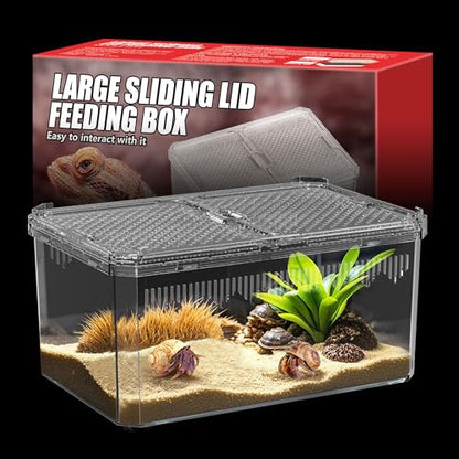 【No Assembly】 Breathable and Secure Reptile Tank with high Transparency - Ideal Container House for Hermit Crab, Tarantula Enclosure, Turtle Tank or Jumping Spider Habitat (L)
