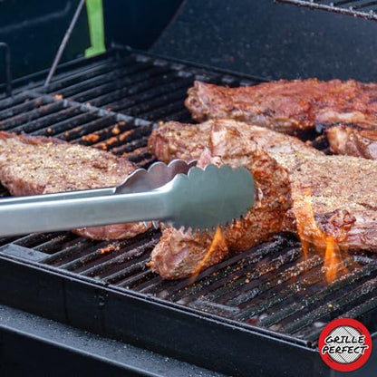 Grill Tongs 20-Inch Very Long Extra Heavy Duty for Grilling and Barbecue Heat Resistant Hand Grips Stainless Steel for BBQ Outdoor Kitchen and Cooking Hot Grilled Food - size: 20 Inches