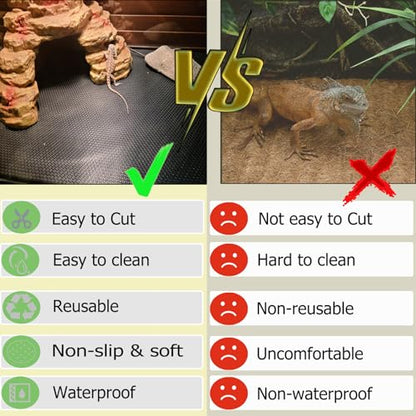 Bearded Dragon Tank Accessories, 18x118 in Large Non-Stick Reptile Carpet Substrate Terrarium Tank Liner Carpet, Waterproof Reptile Bedding Floor Mats for Snakes, Leopards, Geckos, Lizards