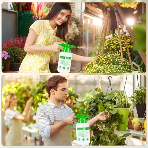 3 Pcs 1/4 Gallon Plastic Handheld Pump Sprayer – Garden Pressure Sprayer with Adjustable Nozzle for Plants, Cleaning, Household Tasks – Green - color: Green, size: 1/4 Gallon