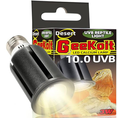 Premium UVB Reptile Light Full Spectrum for Optimal Calcium Metabolism,Desert 10.0 Bulb 3W UVA UVB Ideal for Desert-Dwelling Reptiles Bearded Dragons Tortoises - style: Desert 10.0 UVB Pro