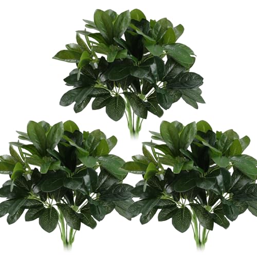 GTIDEA Artificial Shrubs Plants Fake Silk Schefflera Bushes Real Touch Faux Greenery Leaf Arrangements Indoor Outdoor Garden Office Home Table Centerpieces Wall Hanging Décor 6pcs - color: Green-6pcs