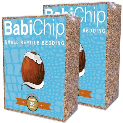 BabiChip Coconut Substrate for Reptiles Loose Small Sized Coconut Husk Chip Reptile Bedding (36 Quart (2 Pack)) - size: 36 quart (2 pack)