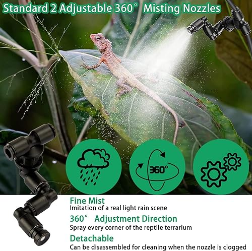 AYNEFY Reptile Fogger Mist Sprinklers,360°Adjustable Misting Nozzles Reptile Mister Nozzles Amphibians Cooling Misting Nozzles for Terrarium Rainforest Plants