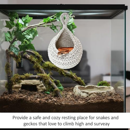 PINVNBY Bearded Dragon Hammock, Wall-Mounted Snake Hammock with Adhesive Hook Snake Enclosure Accessories Habitat Terrarium Decor for Chameleon Lizards Gecko (S)