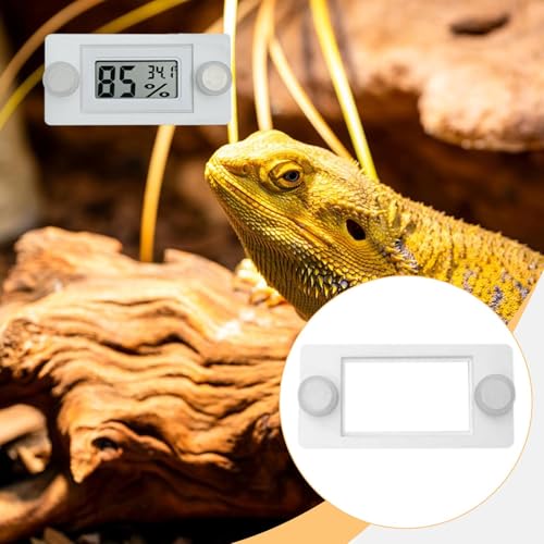 Reptile Tank Thermometer Hygrometer Holder Mount 3x0.2inch Universal Fit Easy Installation Terrarium Accessories- White