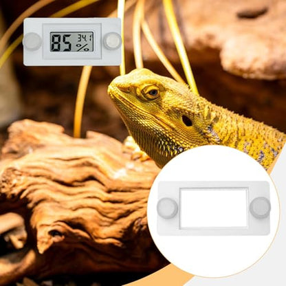 Reptile Tank Thermometer Hygrometer Holder Mount 3x0.2inch Universal Fit Easy Installation Terrarium Accessories- White