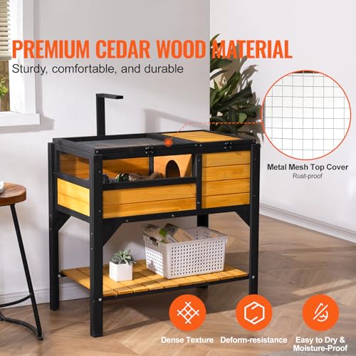 Happybuy Tortoise Habitat, Wooden Tortoise House Indoor & Outdoor, Tortoise Enclosure with Light Stand, Reptile Enclosure Small Animal Cage with Stand Legs for Gecko, Lizard, Snake