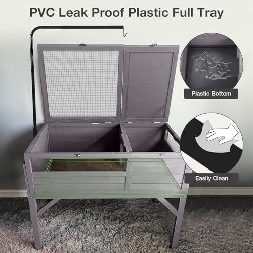 Tortoise Habitat with Adjustable Lamp Holder Wooden Reptile Enclosure Terrarium Transparent Acrylic View Elevated Detachable Legs and Easy Clean Full Tray Small Animals Indoor Outdoor