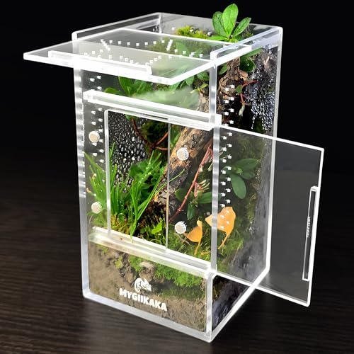 MYGIIKAKA Jumping Spider Enclosure Accessories, Tarantula Spider Box, Bug Cage, Praying Mantis Habitat Enclosure, Snail Insect Terrarium, Caterpillar Habitat (3x3x6 inch) - size: 3x3x6 inch