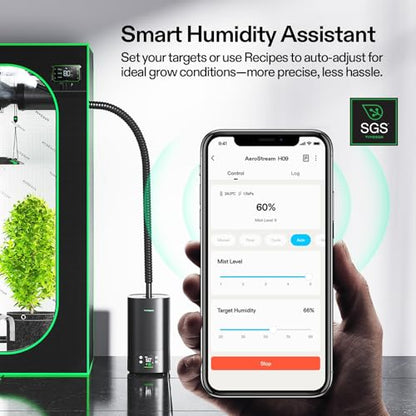 VIVOSUN AeroStream H05 Intelligent Wi-Fi Humidifier, 1.32 Gal / 5 L Humidifier with Temp & Humidity Probe, Smart Remote Control, Designed for Growers - size: 5 L