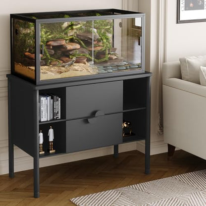 120 Gallon Reptile Terrarium Snake Enclosure 4'x2'x2' Bearded Dragon Tank with Sliding Glass Doors, Heavy Duty Top Screen Ventilation, Easy to Assemble Black - color: Black