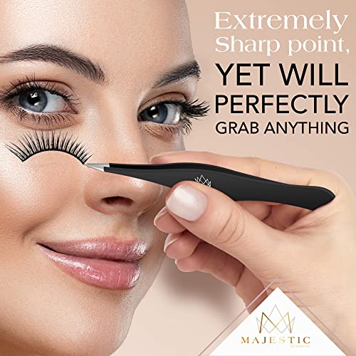 Surgical Tweezers for Ingrown Hair - Precision Sharp Needle Nose Pointed Tweezers for Splinters, Ticks & Glass Removal - Best for Eyebrow Hair, Facial Hair Removal (Triple Black) - color: Triple Black