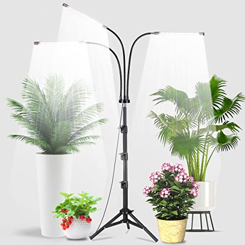 GHodec Grow Light with Stand, 60 LED 5500K Full Spectrum Floor Plant Light for Indoor Plants Growing,5 Dimmable Levels & Auto On/Off Timer,Tripod Stand Plant Lamp Height Adjustable - size: 75Watts