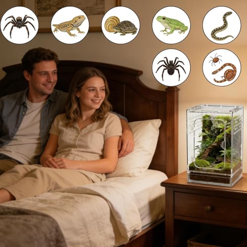 Jumping Spider Enclosure – Acrylic 15x15x25cm | Small Reptile Habitat with Dual-Sided Ventilation | Front-Opening Arboreal Tarantula Tank | Transparent Terrarium for Mantis and Invertebrate Use - color: Large arboreal breeding box