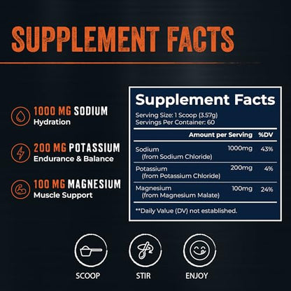Unflavored Electrolytes – Unflavored Electrolyte Powder for Carnivore Diet, Keto & Fasting – Carnivore Electrolytes Powder with No Sugar – Flavorless Electrolytes – Fasting Salts – 60 Servings