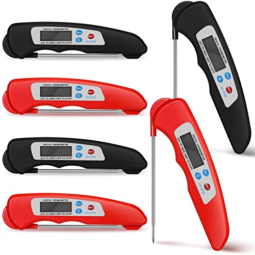 6 Pieces Digital Meat Thermometer Foldable Instant Read Food Thermometer Waterproof Digital Food Probe with Magnet for Grill Cooking Kitchen Food BBQ Roast Turkey Deep Fry Temperature Accessories