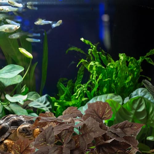 PRETYZOOM Artificial Hanging Plant for Reptile Tank with Suction Cup, Fake Decorative Leaves Pendant for Amphibian Habitat, Terrarium Ornament for Snakes Lizards Frogs Geckos