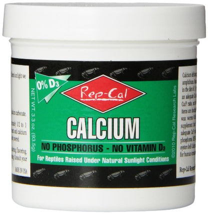 Rep-Cal 52298 Phosphorous-Free Calcium Powder Reptile/Amphibian Supplement Without Vitamin D3, 4.1 oz,white - size: 4.1 oz