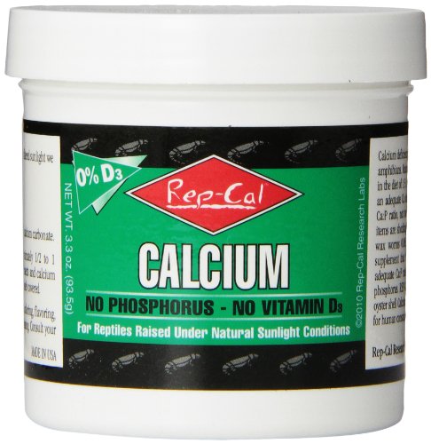 Rep-Cal 52298 Phosphorous-Free Calcium Powder Reptile/Amphibian Supplement Without Vitamin D3, 4.1 oz,white - size: 4.1 oz