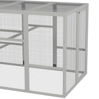 PawHut Wooden Chicken Coop Run for 6-10 Chickens, Hen House, Poultry Cage Add-On with Storage, Perches, 141.75" x 48" x 61", Gray - color: Gray