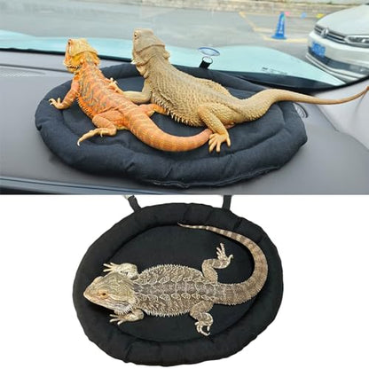 SEIS Bearded Dragon Mat for Car Lizard Sleeping Bed Adsorbed on Glass Jar 13.4"x 10.6" Reptile Carpet Floor Liner for Gecko Chamelon Turtles Lguana Guinea Pig Hamster Rabbit Chinchilla (Black)