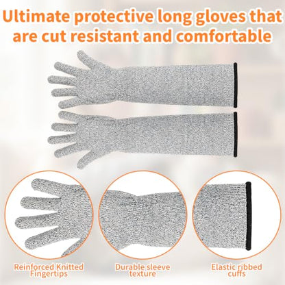 2 Pcs Cat Gloves Bite Proof, 17.7 Inch Extra-Long Durable Bite Resistant Gloves to Prevent Scratching, Handling Sleeves & Bites Proof Glove for Pet Grooming, Nail Trimming & Arm Protection