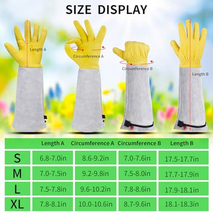 Rose Pruning Gloves for Men/Women, Long Gardening Gloves Thorn Proof, Cactus Glove, Goatskin Leather Planting Gauntlet Garden Working Glove, Gardening Gifts for Gardeners (Small) - size: Small (Pack of 1)