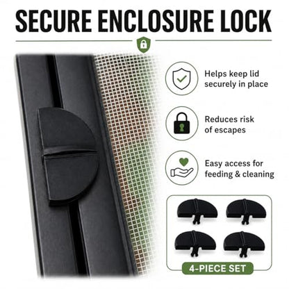 4 Pack Terrarium Lid Clips Compatible with Exo Terra Enclosures, Easy-Lock Reptile Cage Screen Cover Fasteners to Prevent Escapes