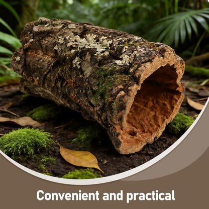 VOSAREA Tree Trunk Reptile Hide Log, Hollow Tree Trunk Ornament, Climbing Platform Shelter for Terrarium Tank, Reptile Cave Hideout for Gecko, Lizard, Snake 7-8cm Diameter